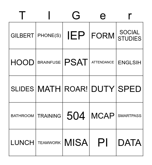 Faculty Meeting 3/14/25 Bingo Card