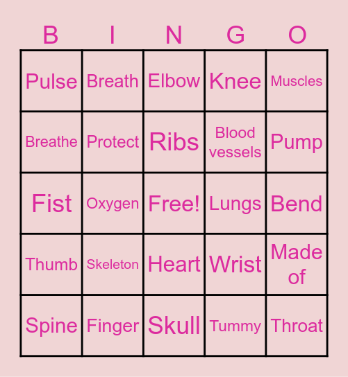HUMAN BODY PARTS Bingo Card