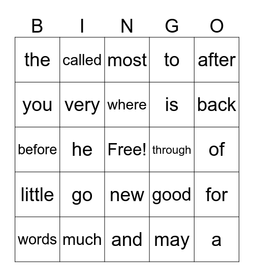 SixShifts 109 Power Words 88-109 +12 Bingo Card