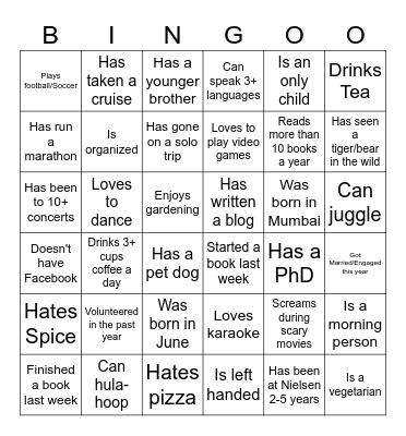 I&E TEAM Bingo Card