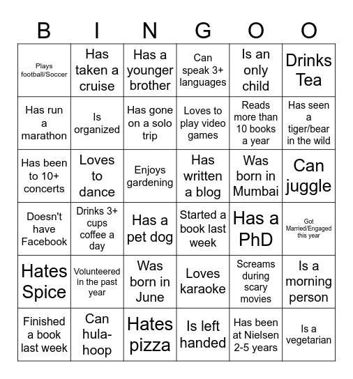 I&E TEAM Bingo Card