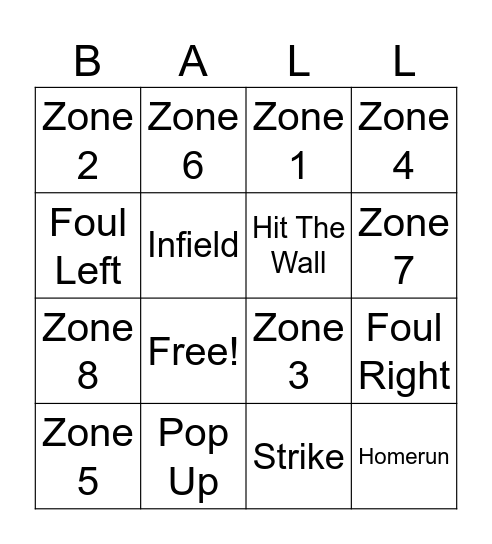 Baseball Hit-A-Thon Bingo Card