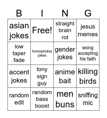keith wong Bingo Card