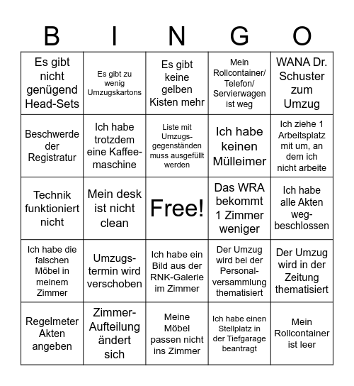 Umzugs-Bingo Card