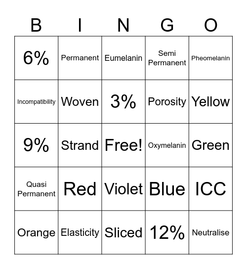 Colour Bingo Card