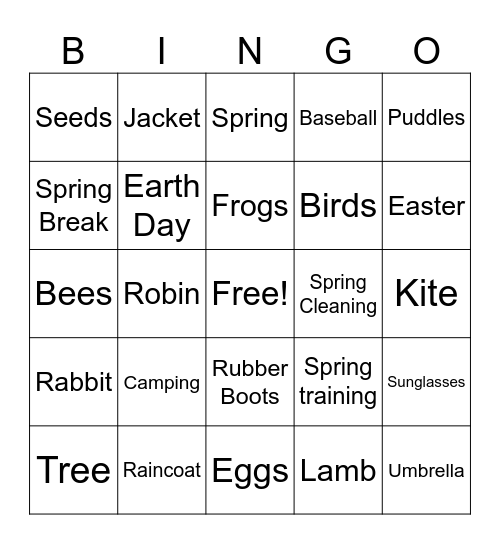 Spring Bingo Card