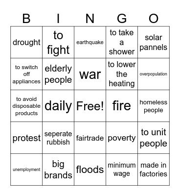 Environment Bingo Card