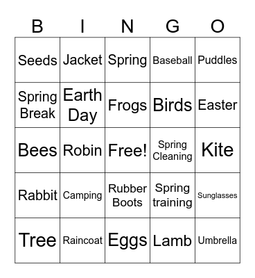 Spring Bingo Card