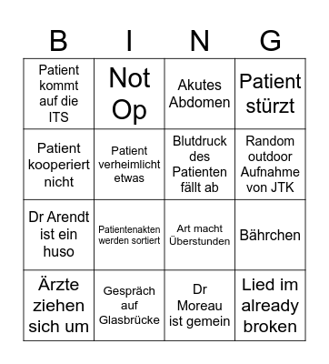 Junge Ärzte Bingo Card