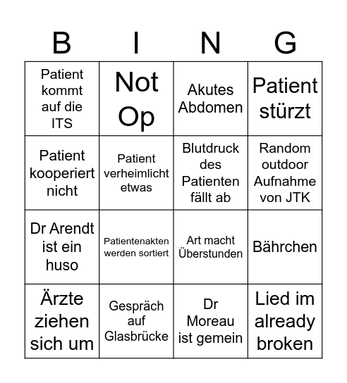 Junge Ärzte Bingo Card