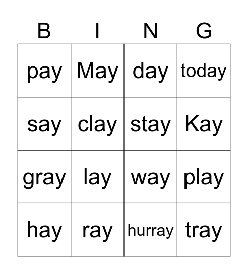 ay bingo Card