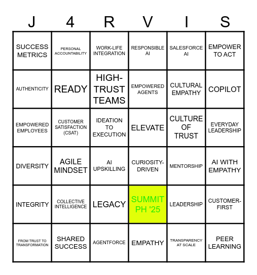 PH SUMMIT '25 Bingo Card