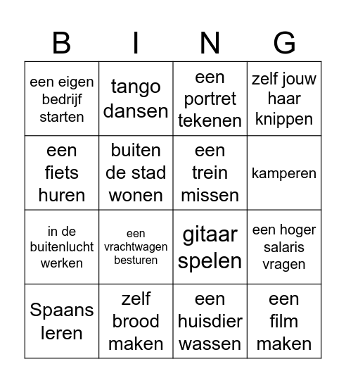 Heb je ooit ... ? Bingo Card