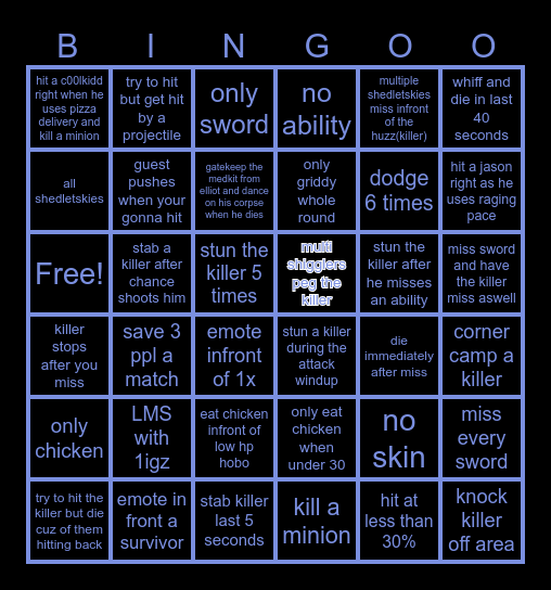 Shedletsky BINGO Card