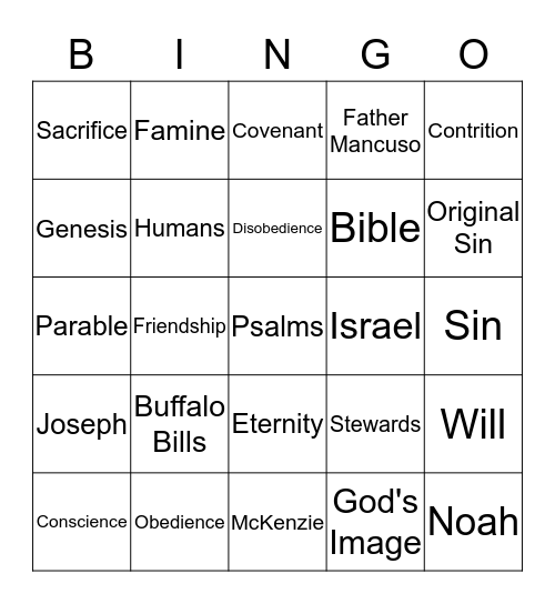 6th Grade Bingo Card