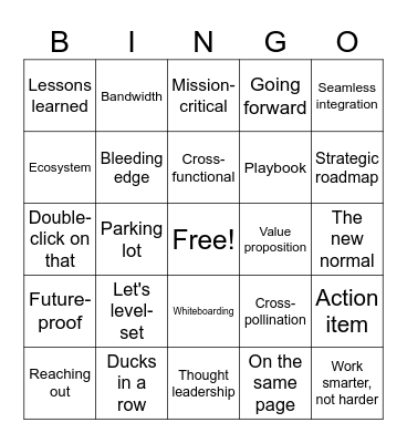 Work Jargon Bingo Card