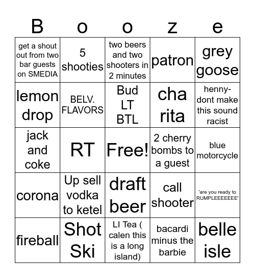 CHA CHASSSSSSSSSS!  Bingo Card