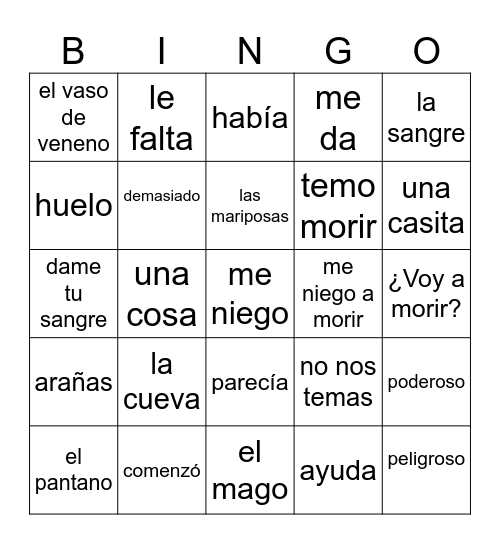 El antídoto del dragón Bingo Card