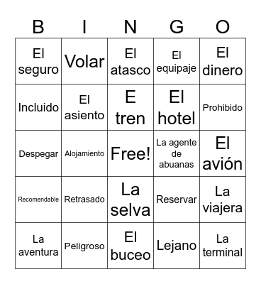 Los Viajes Bingo Card