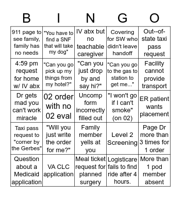 Social Work BINGO Card