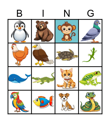 Animal Bingo Card