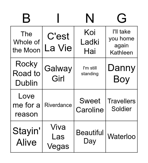 St Patricks Day Bingo Card