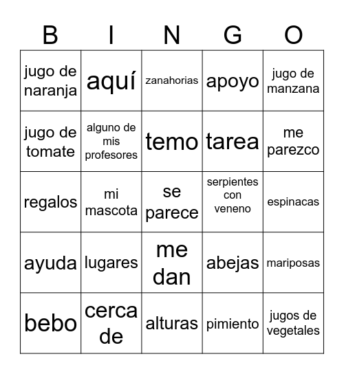 El antídoto del dragón 2 Bingo Card