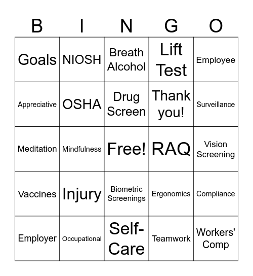 Employee Appreciation Week Bingo Card