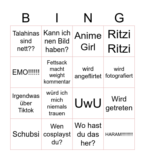 Jirai bingo Card