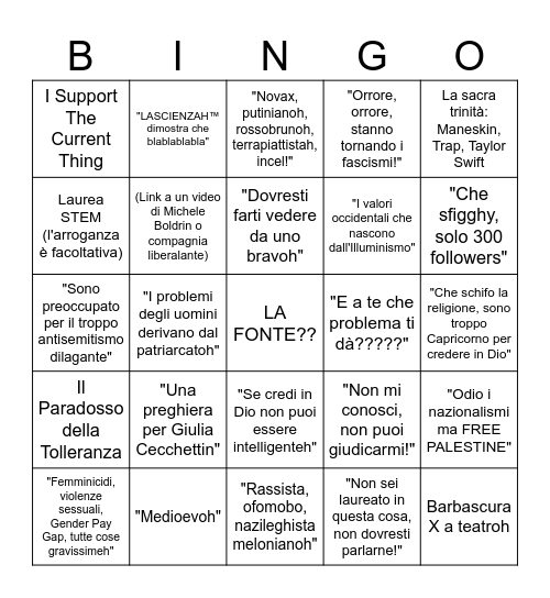 Normie Bingo Card