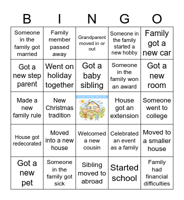 Family Change Bingo Card