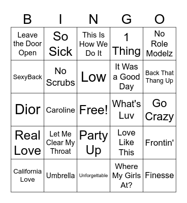 R&B/Hip-Hop Music Bingo #4 Bingo Card