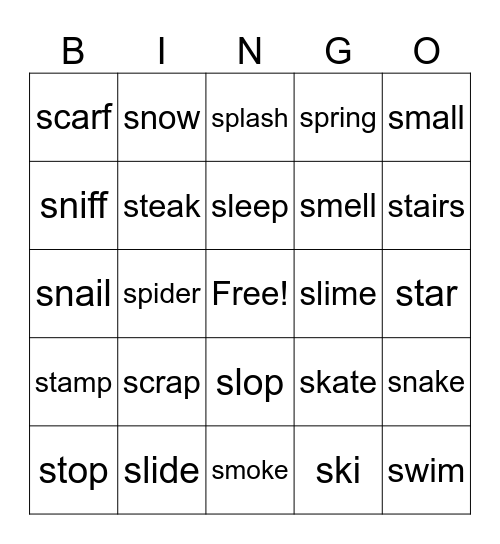 S-Blend BLEND-O Bingo Card