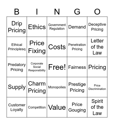 PI 15 Vocab Bingo Card