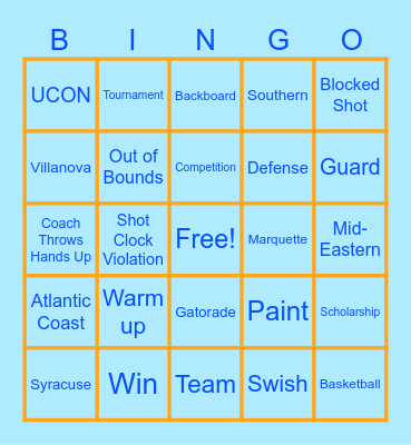 March Madness Bingo Card