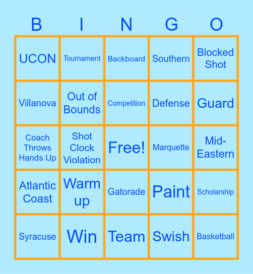 March Madness Bingo Card