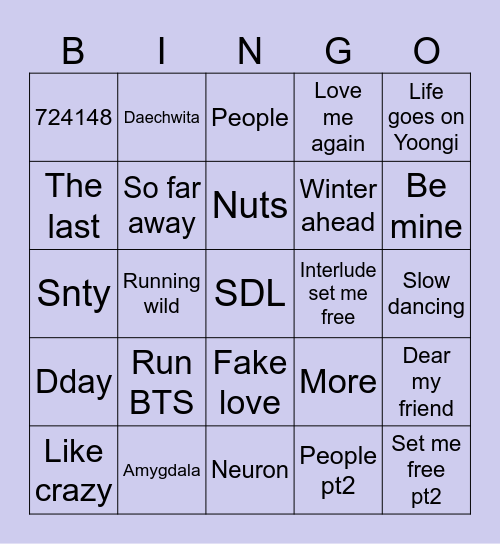 @imissyoongiii Bingo Card