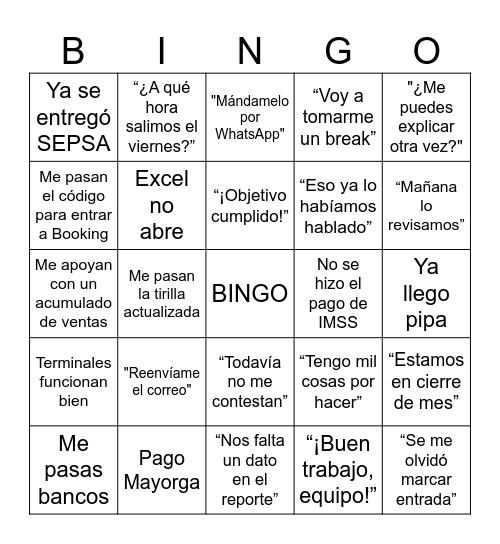 RECURSOS HUMANOS Bingo Card