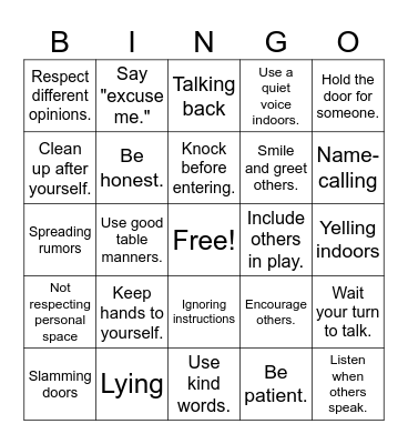 Respect BINGO Card