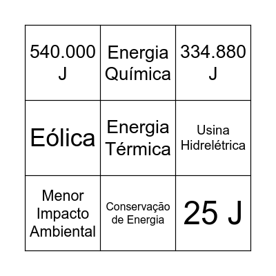 BINGO ENERGÉTICO Bingo Card