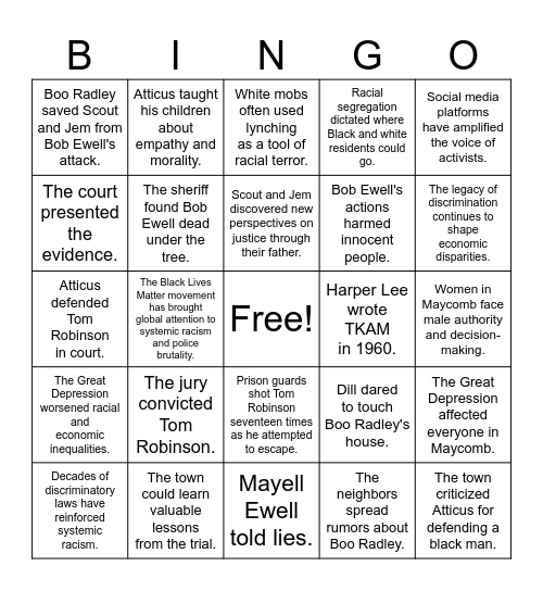 Passive voice - TKAM Bingo Card