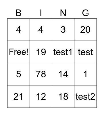 Test Super Expo-sciences Bingo Card