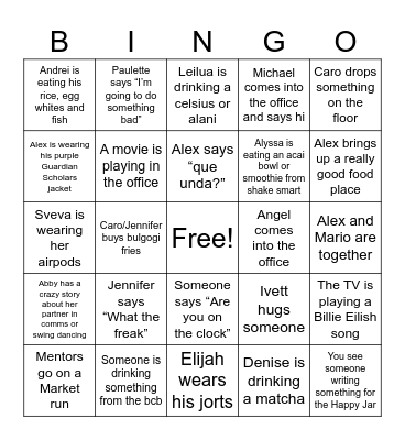 Compact Mentors Bingo Card