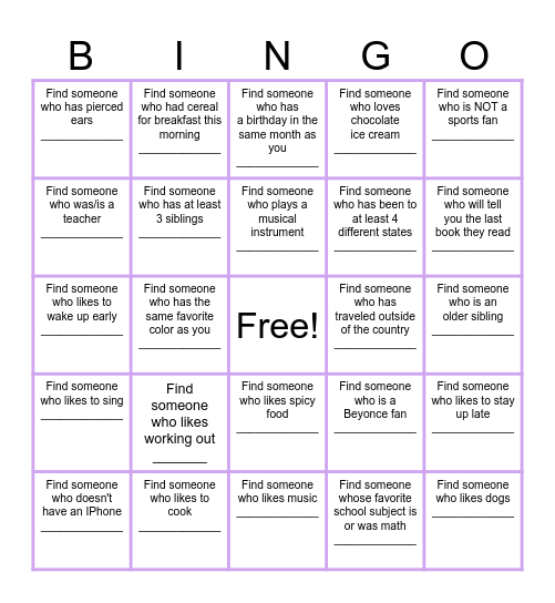 CHANDLER BINGo Card