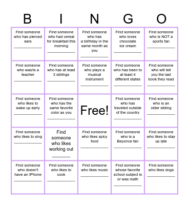 CHANDLER BINGo Card