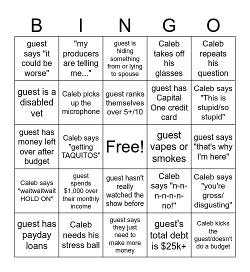 Financial Audit Bingo Card