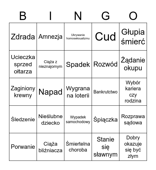 KLAN Bingo Card
