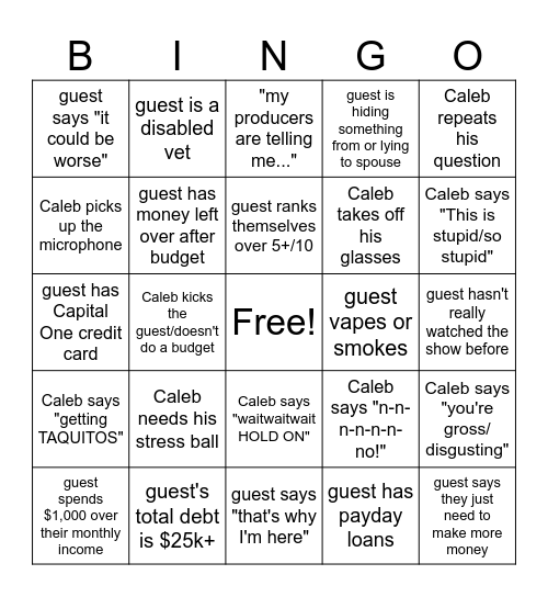 Financial Audit Bingo Card