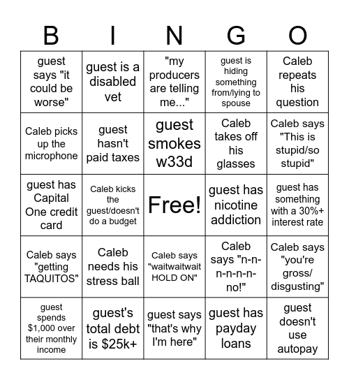 Financial Audit Bingo Card