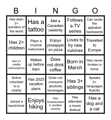MARS SC BINGO Card